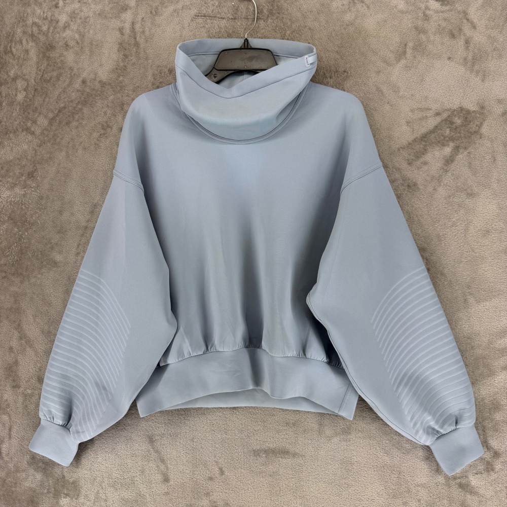 Lululemon AirWrap Pullover Hoodie Womens 10 Blue Funnel Neck Spacer Sweatshirt